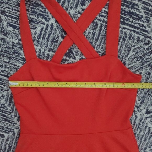 Red Criss Cross Skater Overall Dress - Picture 8 of 14